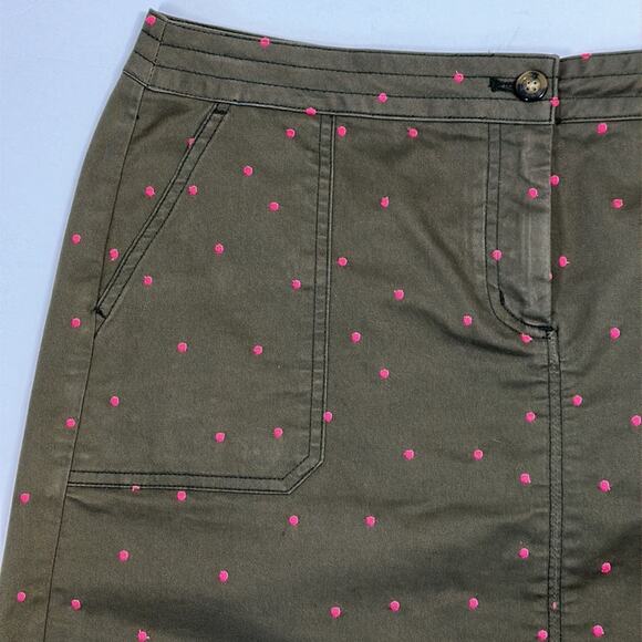 Boden Mini A-Line Skirt Embroidered Polka Dot Print Pockets Green Pink Size 10 R - Picture 6 of 15